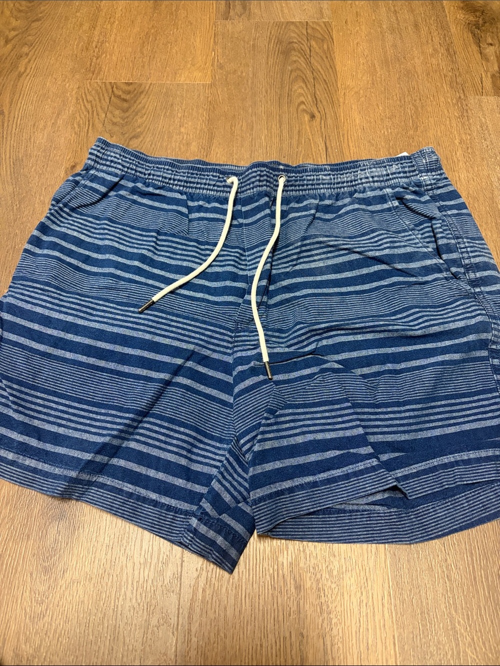 American Eagle Outfitters Blue Striped Men’s Flat Front Shorts